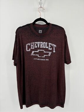GM Chevrolet Men's Burgundy Graphic Tee Car Enthusiast Vintage Classic 80s